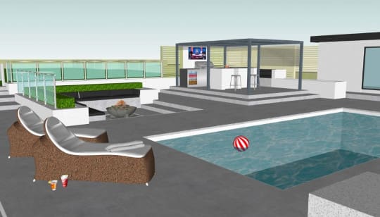 Contemporary swimming pool garden design