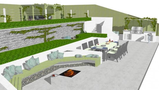 Multi tiered garden design for new build home