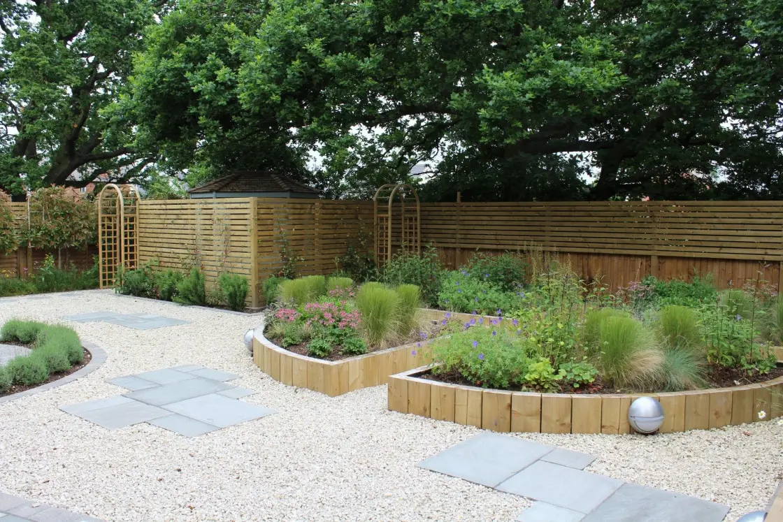 Gravel garden with low maintenance planting