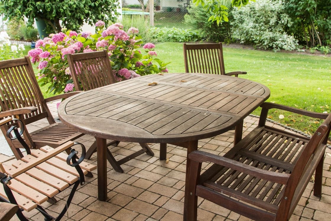 Old wooden patio furniture